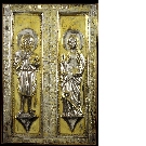 Plaque d'argent aux armes de Guillaume de Grandson: saint Jean-Baptiste et sainte Marie-Madeleine